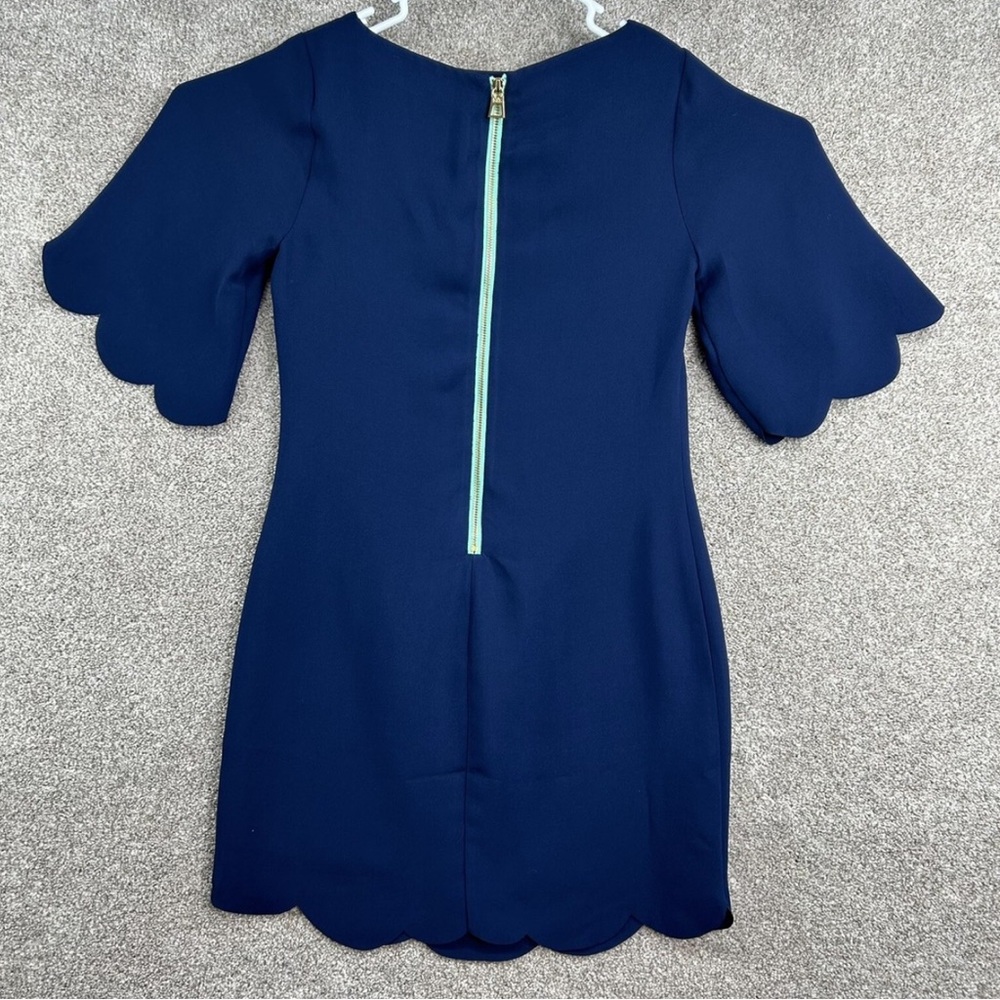 Elegant Blue Scalloped Hem Dress